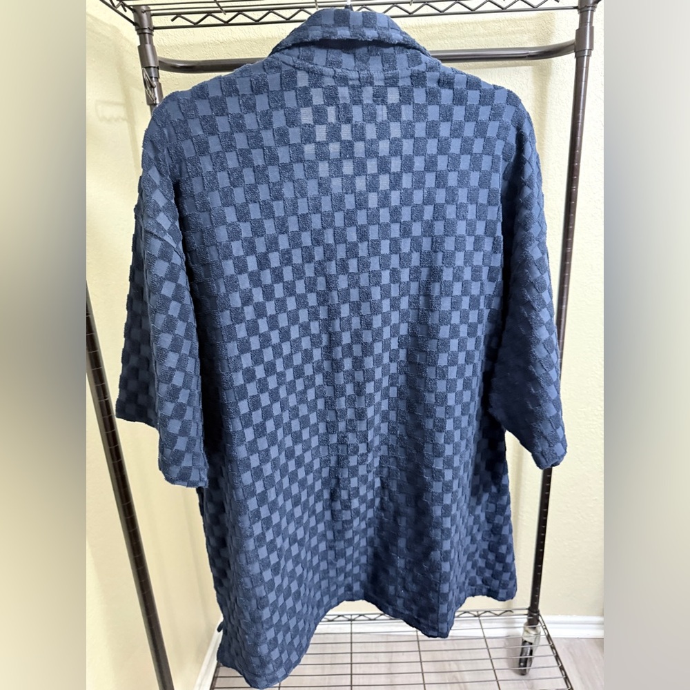 American Eagle Outfitters Textured Blue Polo Shirt - Picture 4 of 4